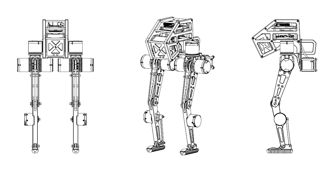 双足机器人π整体的多面图纸展示